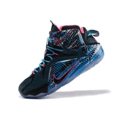 Nike Erkek Lebron 12 Siyah / Mavi / Pembe Basketbol Ayakkabısı Türkiye - P2VK0C0W